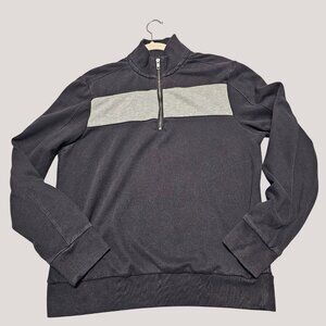 Prince & Fox Mens Half-Zip Pullover Sweater M Black & Gray